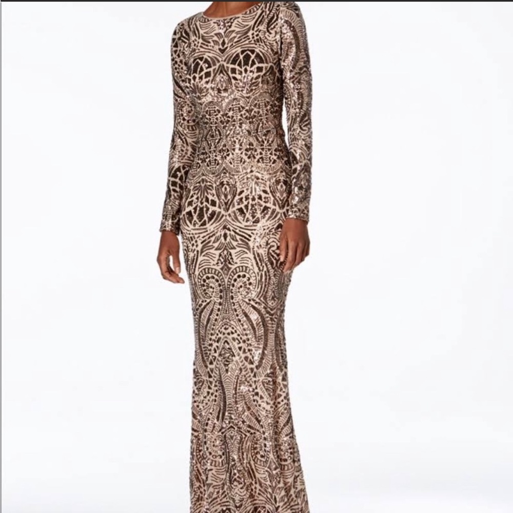 Betsy & Adam Sequin Evening Gown/Dress